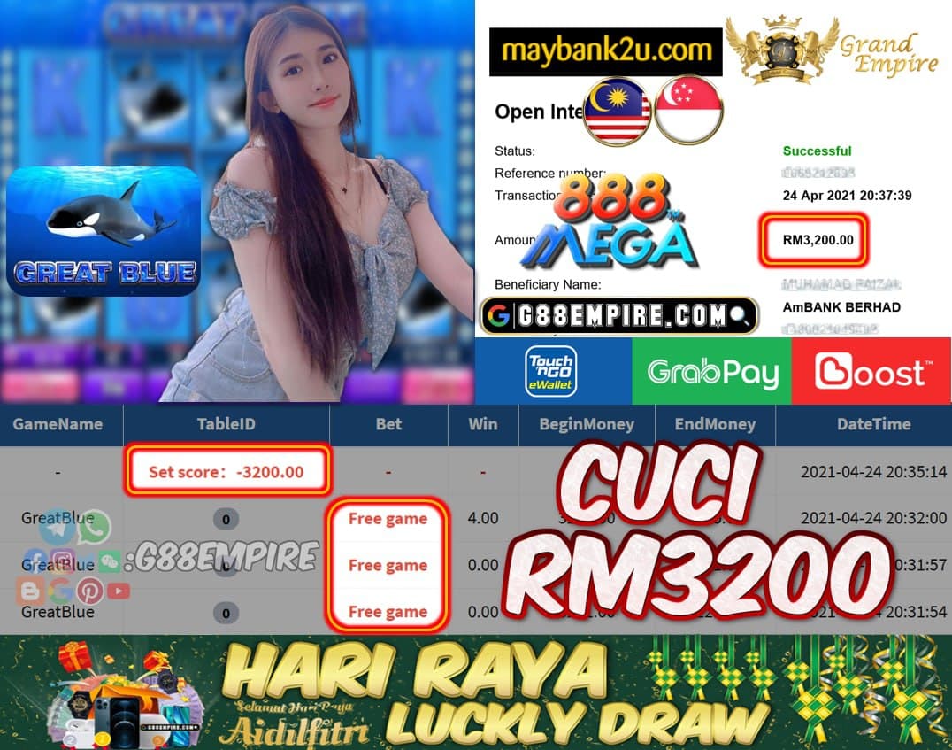 MEGA888 - GREATBLUE CUCI RM3200 !!!