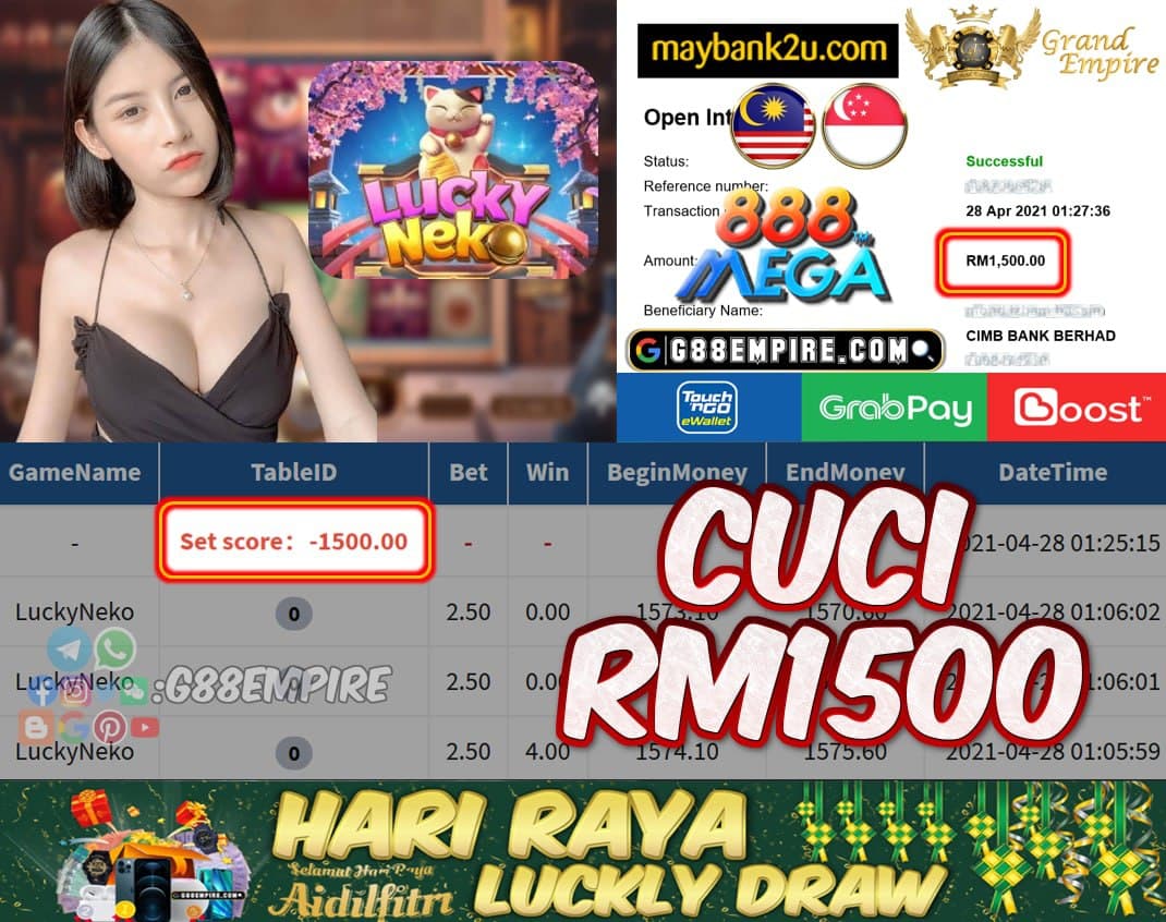 MEGA888 - LUCKYNEKO CUCI RM1500!!!