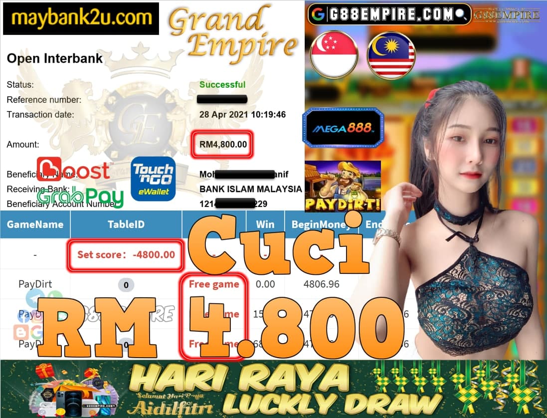 MEGA888-PAYDIRT CUCI RM4,800!!!