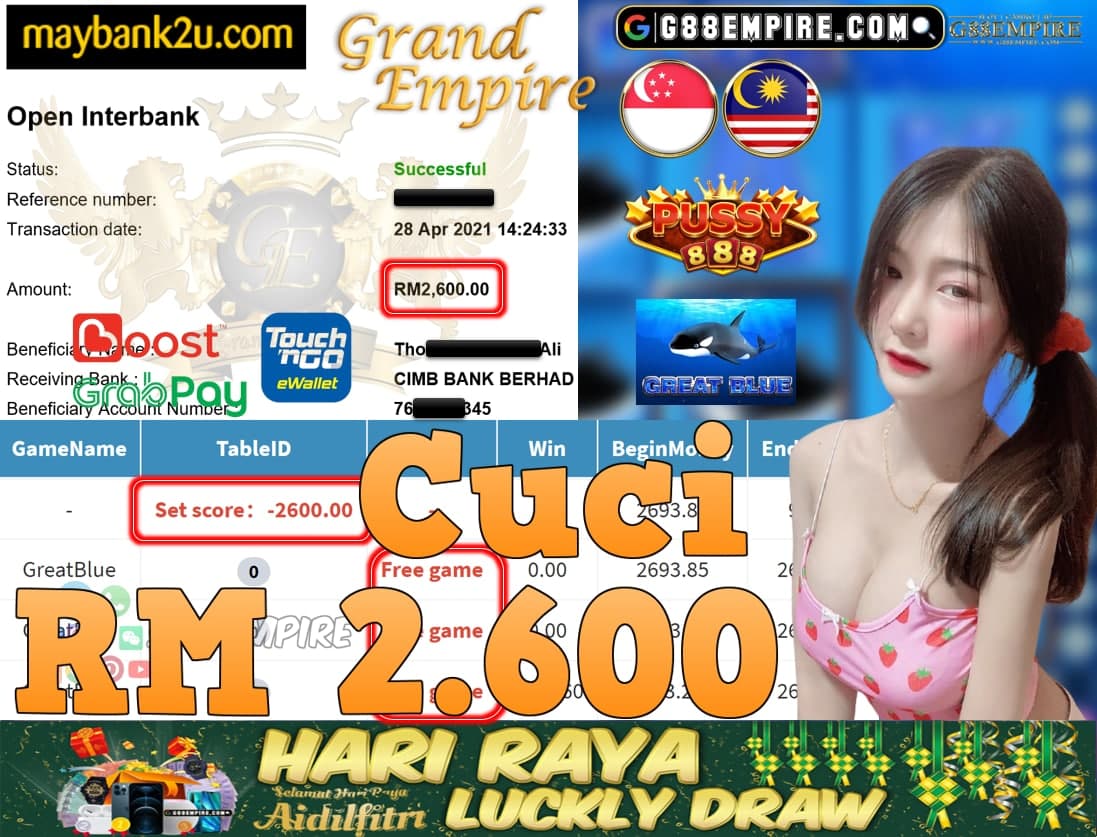 PUSSY888-GREATBLUE CUCI RM2,600!!!