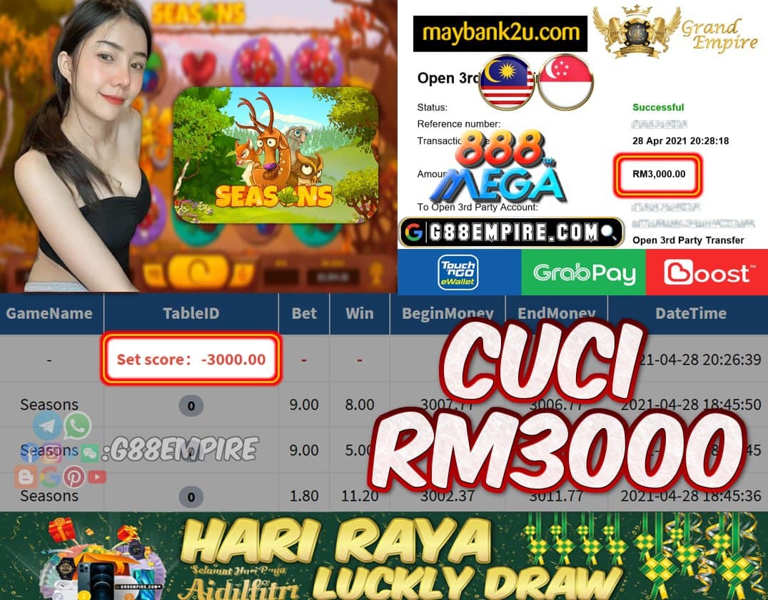 MEGA888 - SEASONS CUCI RM3000!!!