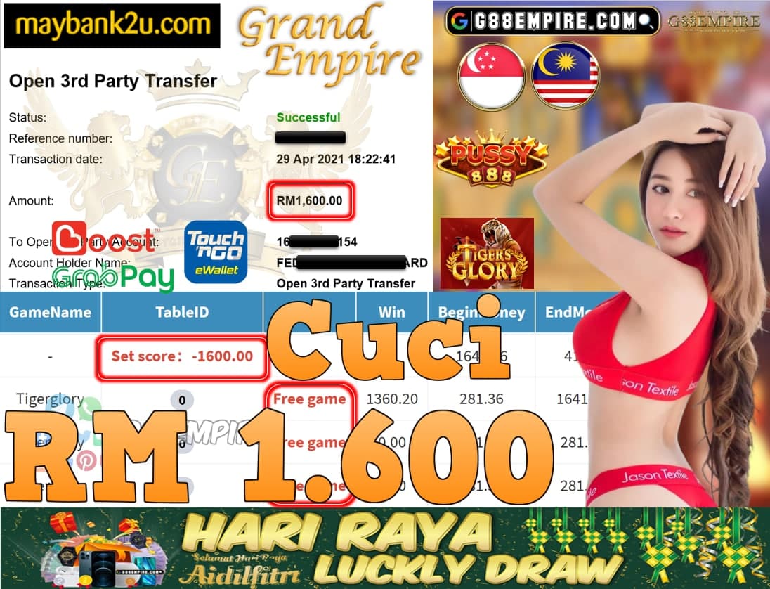 PUSSY888-TIGERGLORY CUCI RM1,600!!!