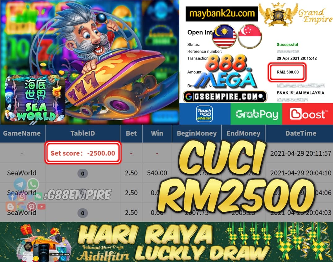 MEGA888 - SEAWORLD CUCI RM2500 !!!