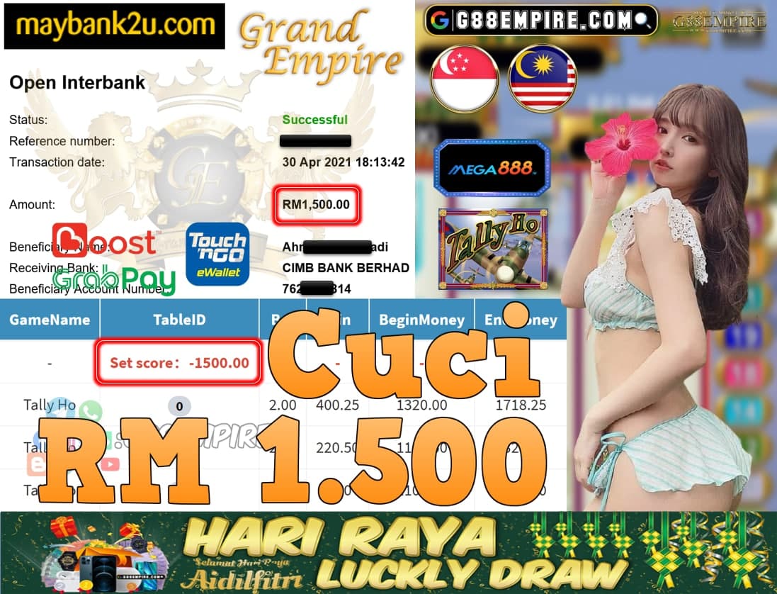 MEGA888-TALLYHO CUCI RM1,500!!!