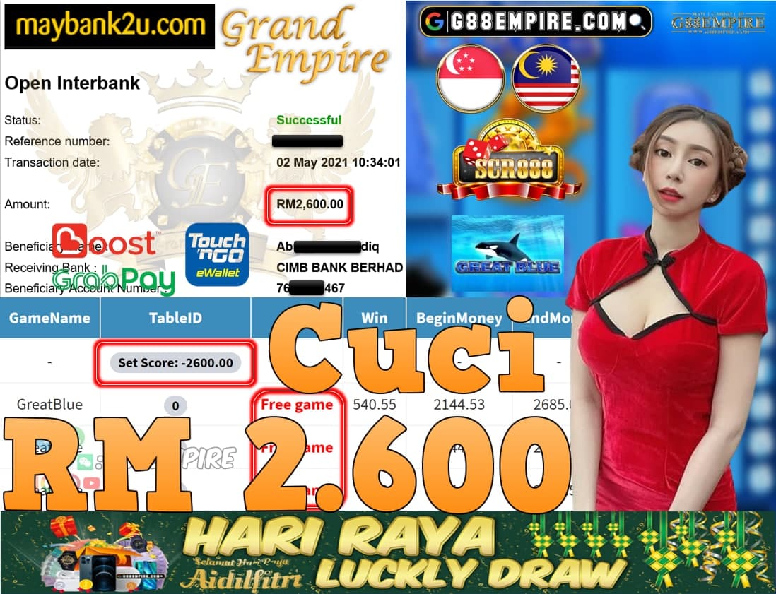 SCR888-GREATBLUE CUCI RM2,600!!!