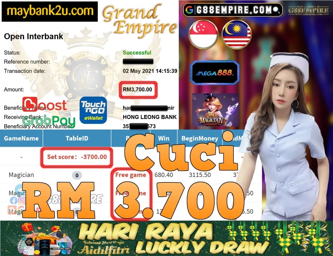 MEGA888-MAGICIAN CUCI RM3,700!!!