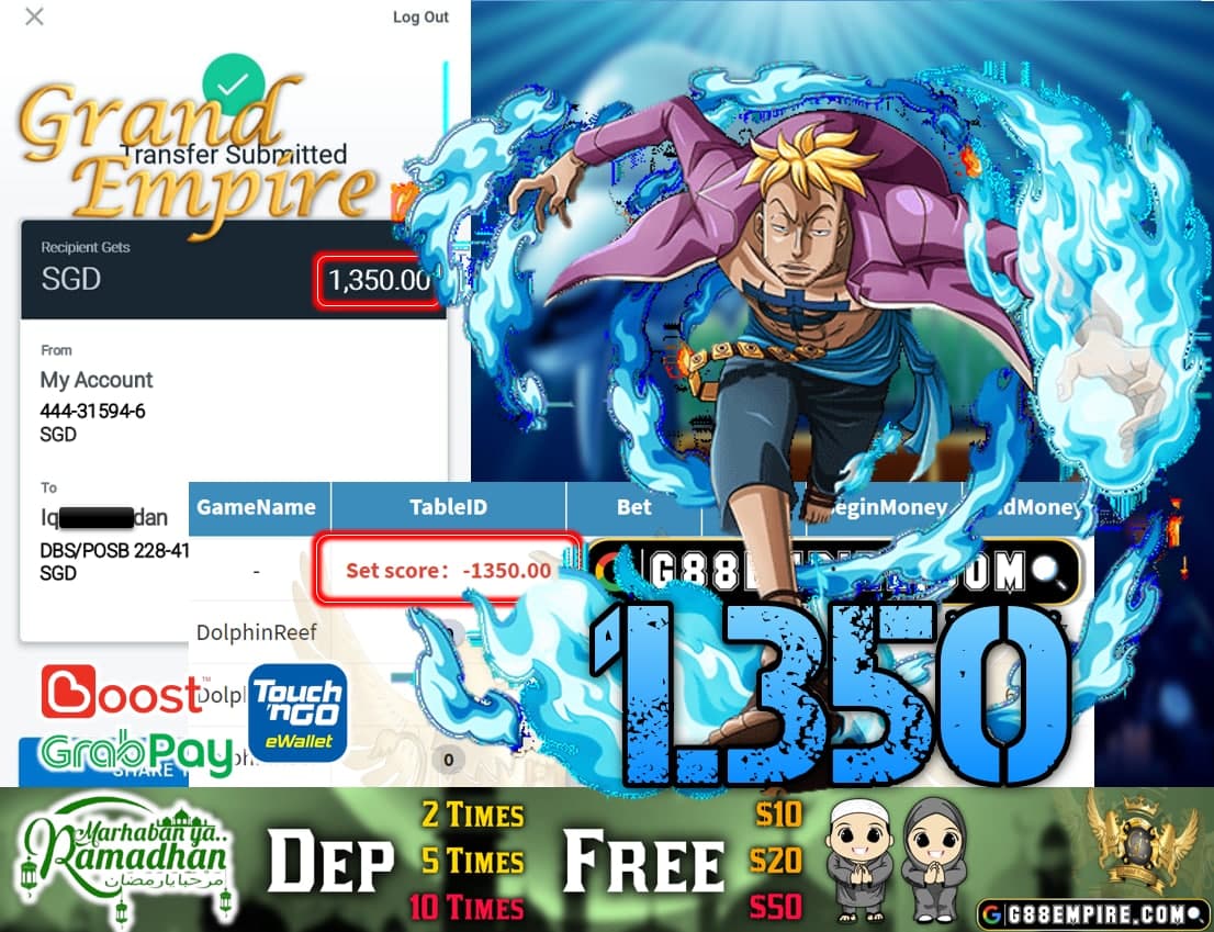 MEGA888-DOLPHINREEF CASH OUT $1.350!!!