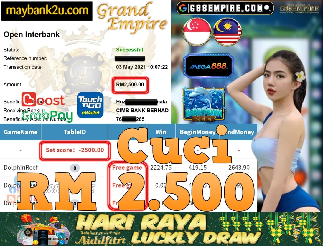 MEGA888-DOLPHINREEF CUCI RM2,500!!!