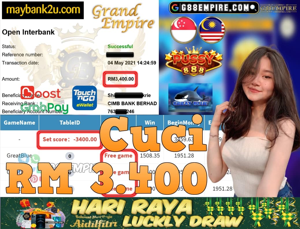 PUSSY888-GREATBLUE CUCI RM3,400!!!