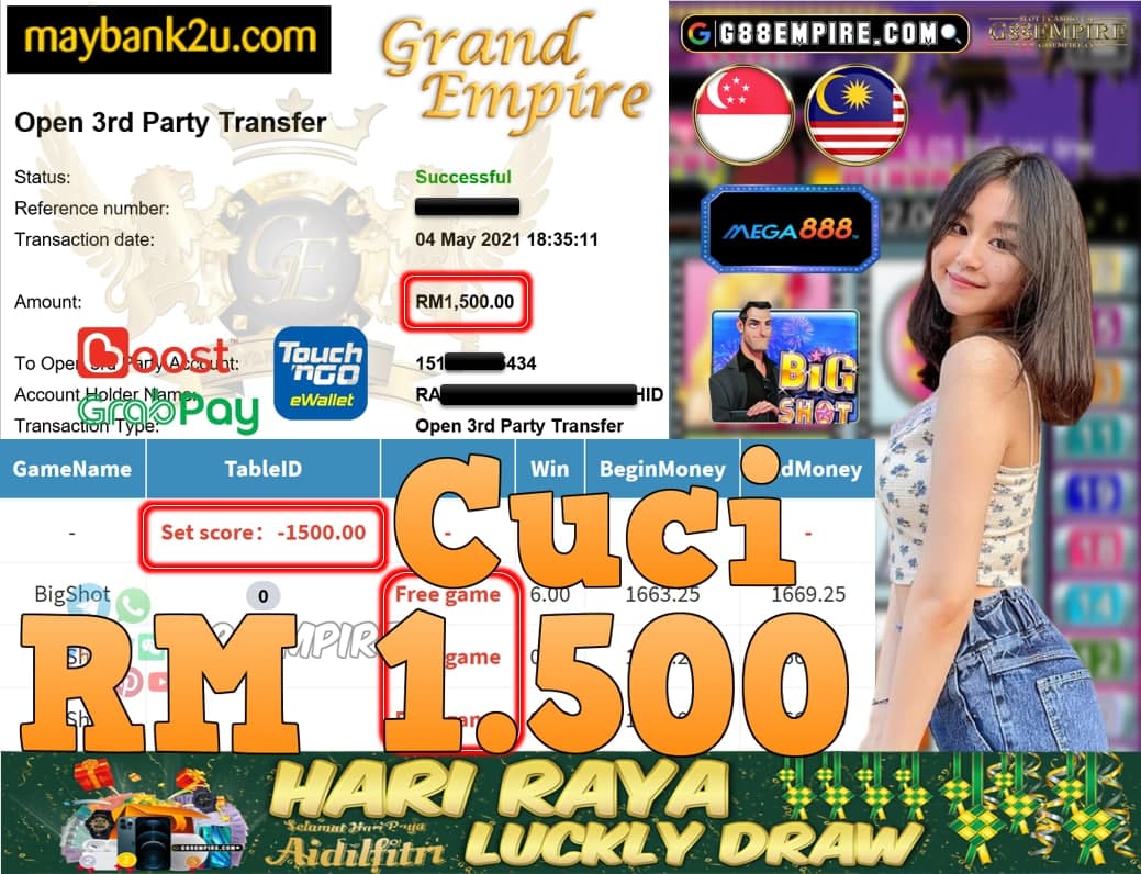 MEGA888-BIGSHOT CUCI RM1,500!!!