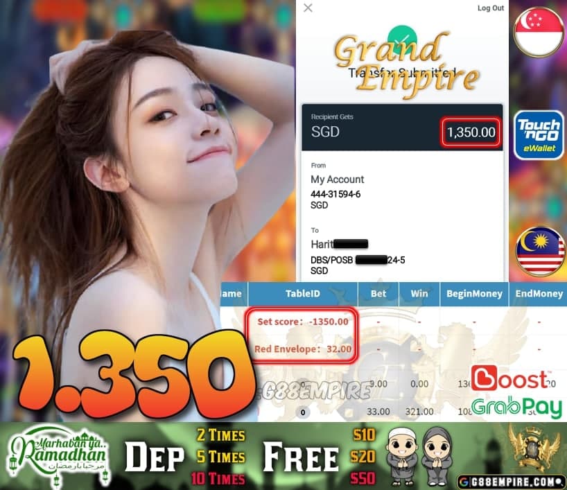 MEGA888- OCEANKING CASH OUT SGD 1.350!!!