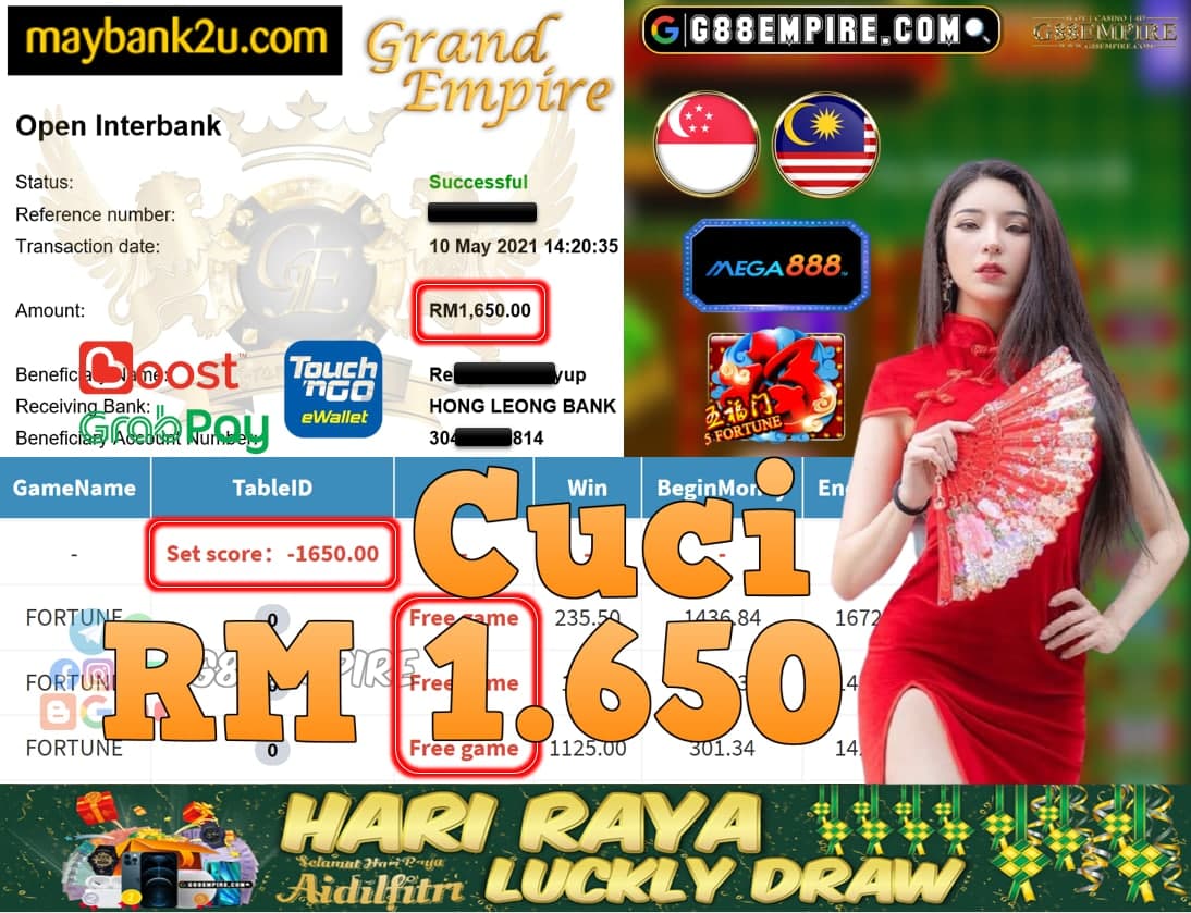 MEGA888-FORTUNE CUCI RM1,650!!!