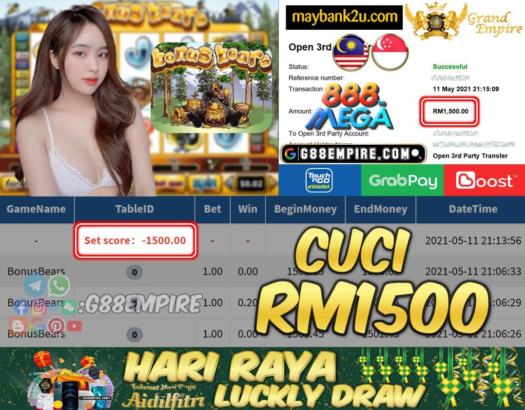 MEGA888 - BONUS BEARS CUCI RM1500 !!!