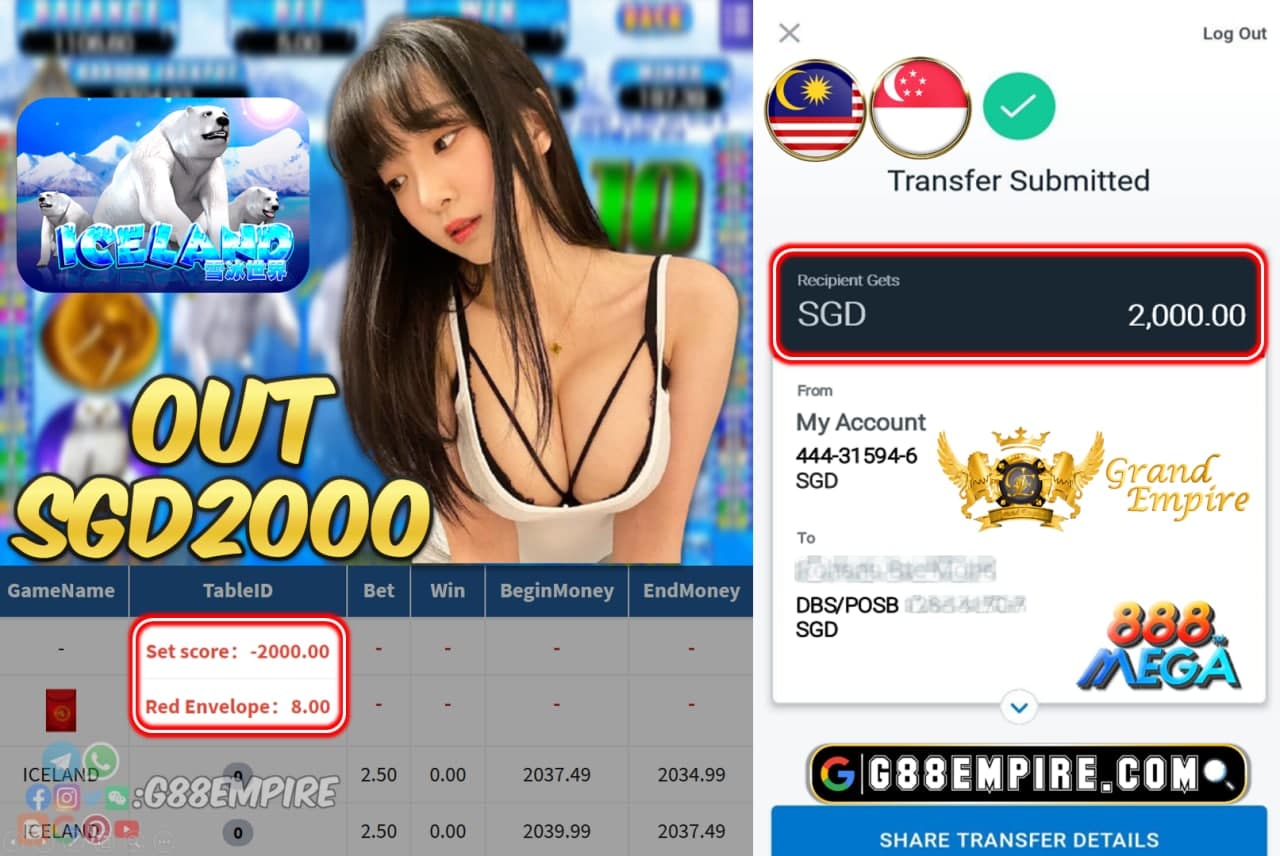 MEGA888 - ICELAND CASHOUT SGD2000 !!!