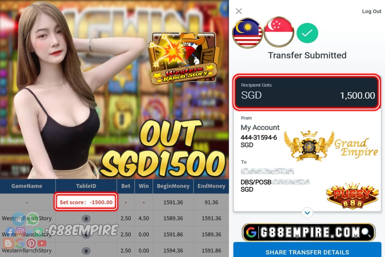 PUSSY888 - WATERNRANCHSTORY CASH OUT SGD1500 !!!