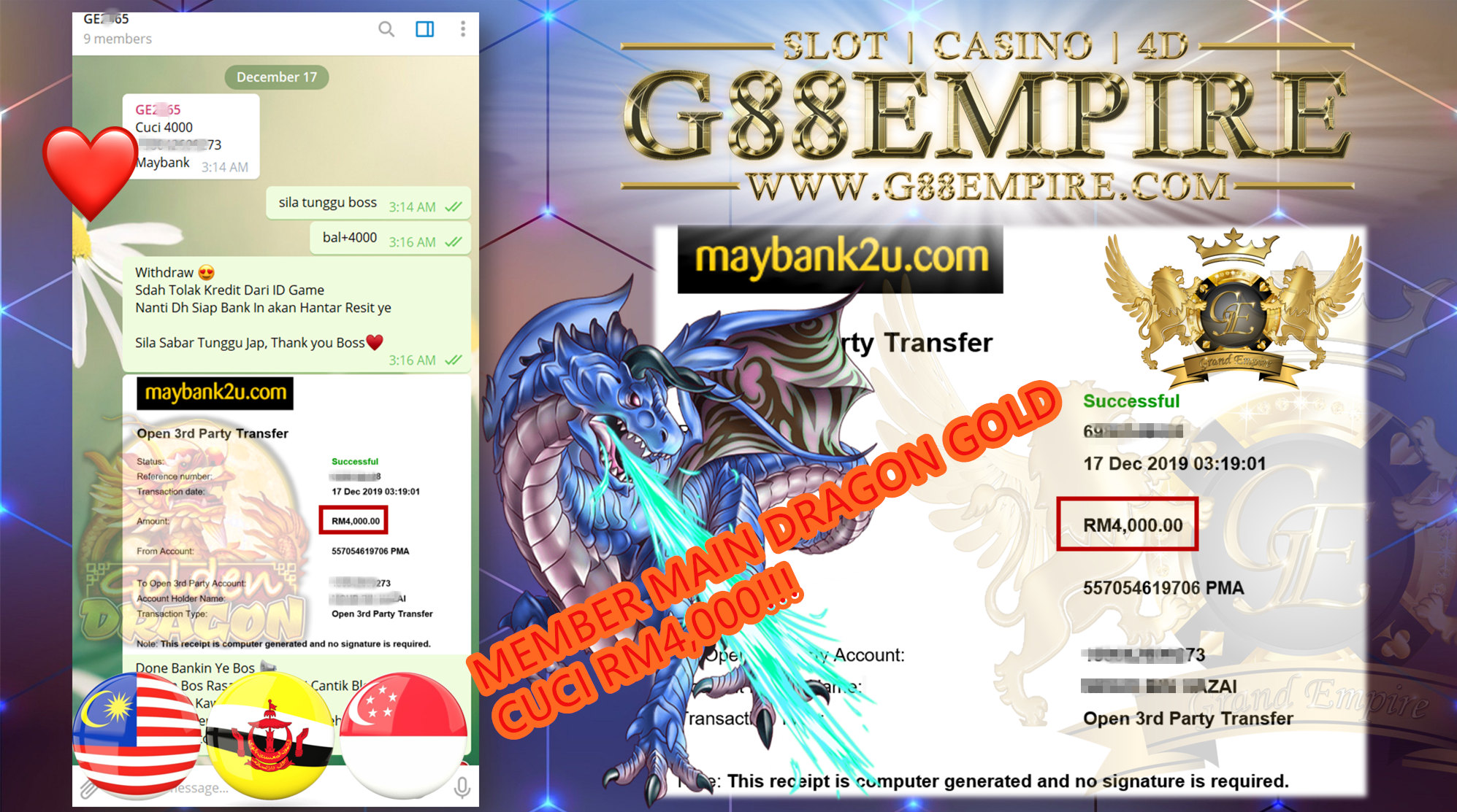 MEMBER MAIN DRAGON GOLD CUCI RM4,000!!!