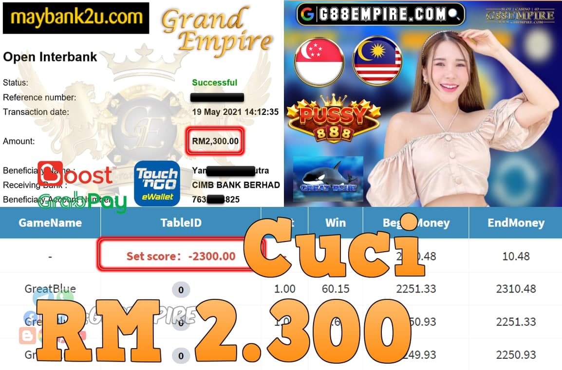 PUSSY888-GREATBLUE CUCI RM2,300!!!