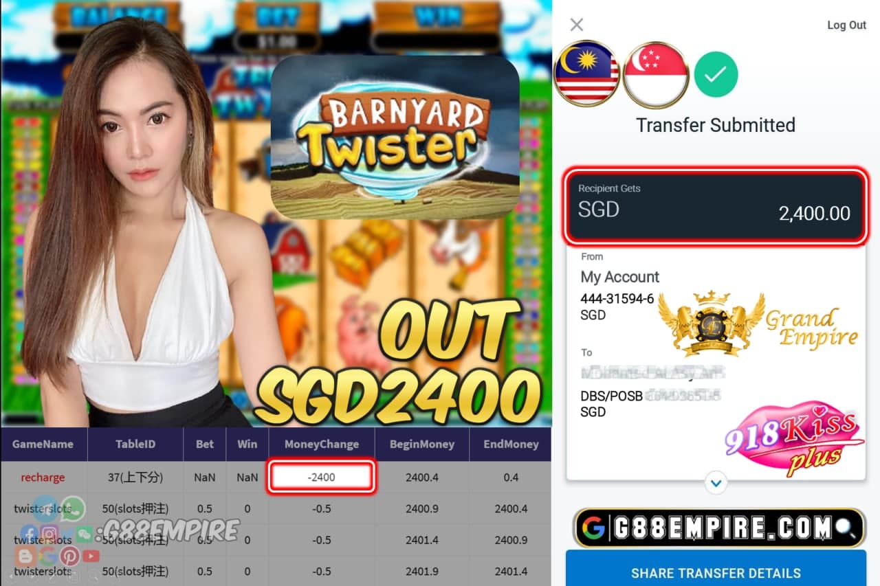 918KISSPLUS - TWISTER CASHOUT SGD2400 !!!