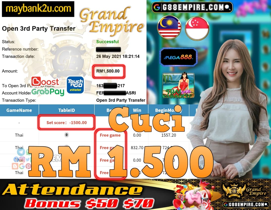 MEGA888-THAI PARADISE CUCI RM1.500!!!