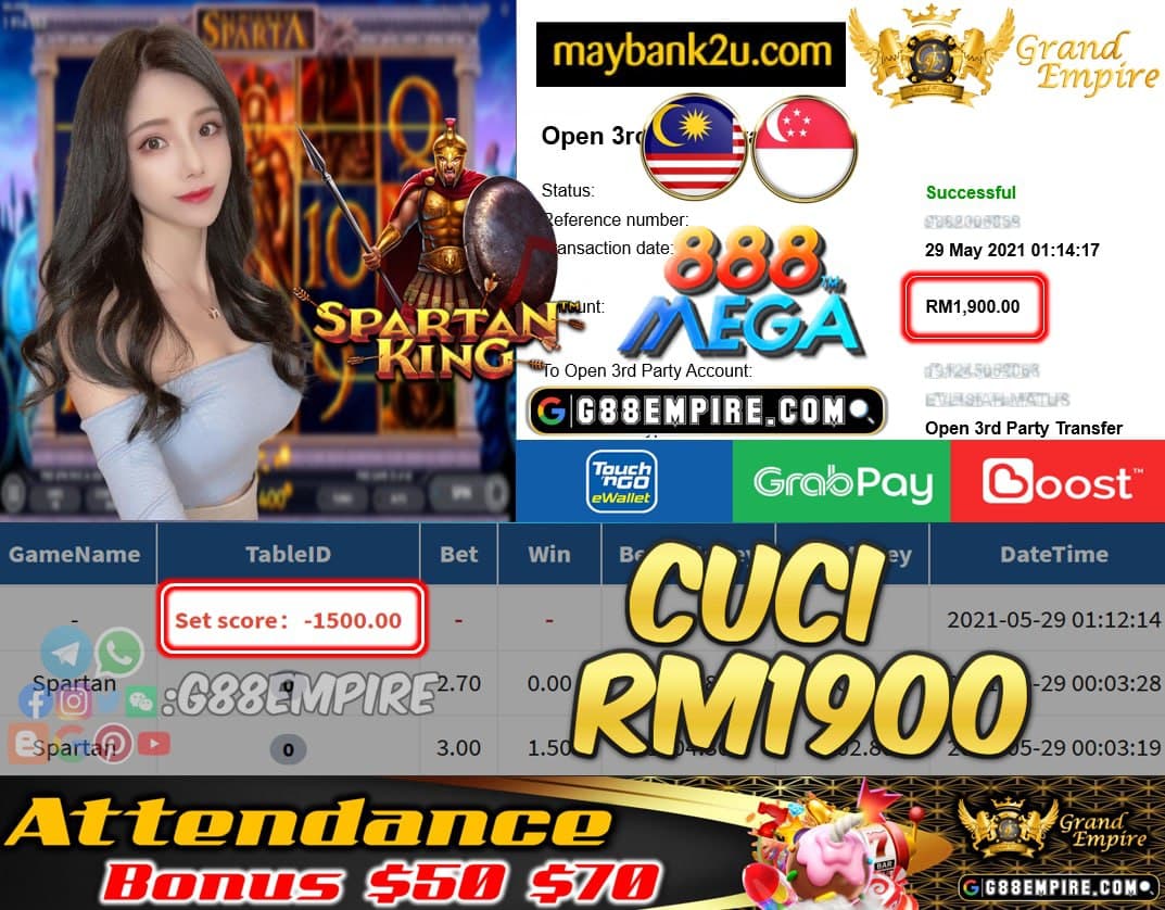 MEGA888 - SPARTAN CUCI RM1900 !!!