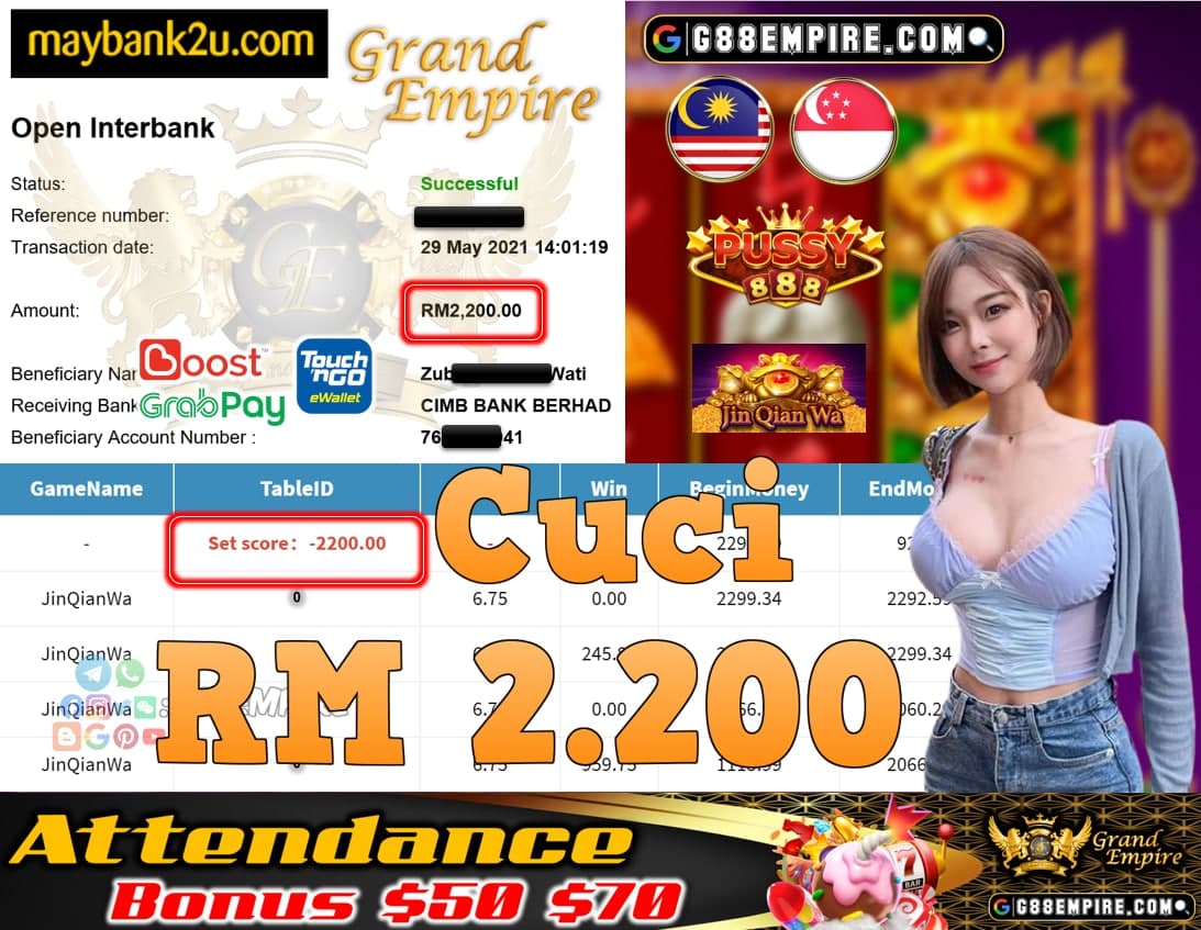 PUSSY888-JINQIANWA CUCI RM2,200!!!