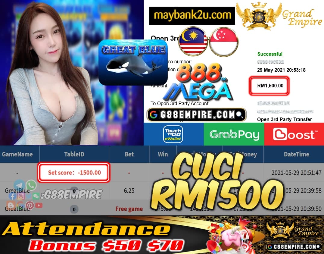 MEGA888 - GREATBLUE CUCI RM1500 !!!