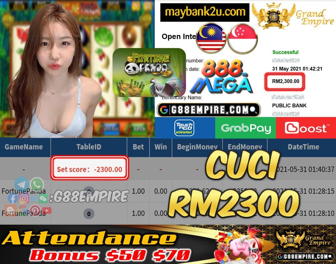 MEGA888 - FORTUNEPANDA CUCI RM2300 !!!