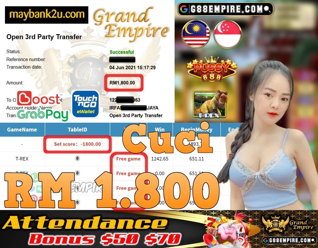 PUSSY888 - T-REX  CUCI RM1,800!!!