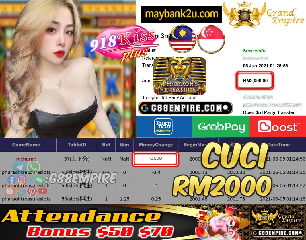 918KISS PLUS - PHARAOHTREASURE CUCI RM2000 !!!