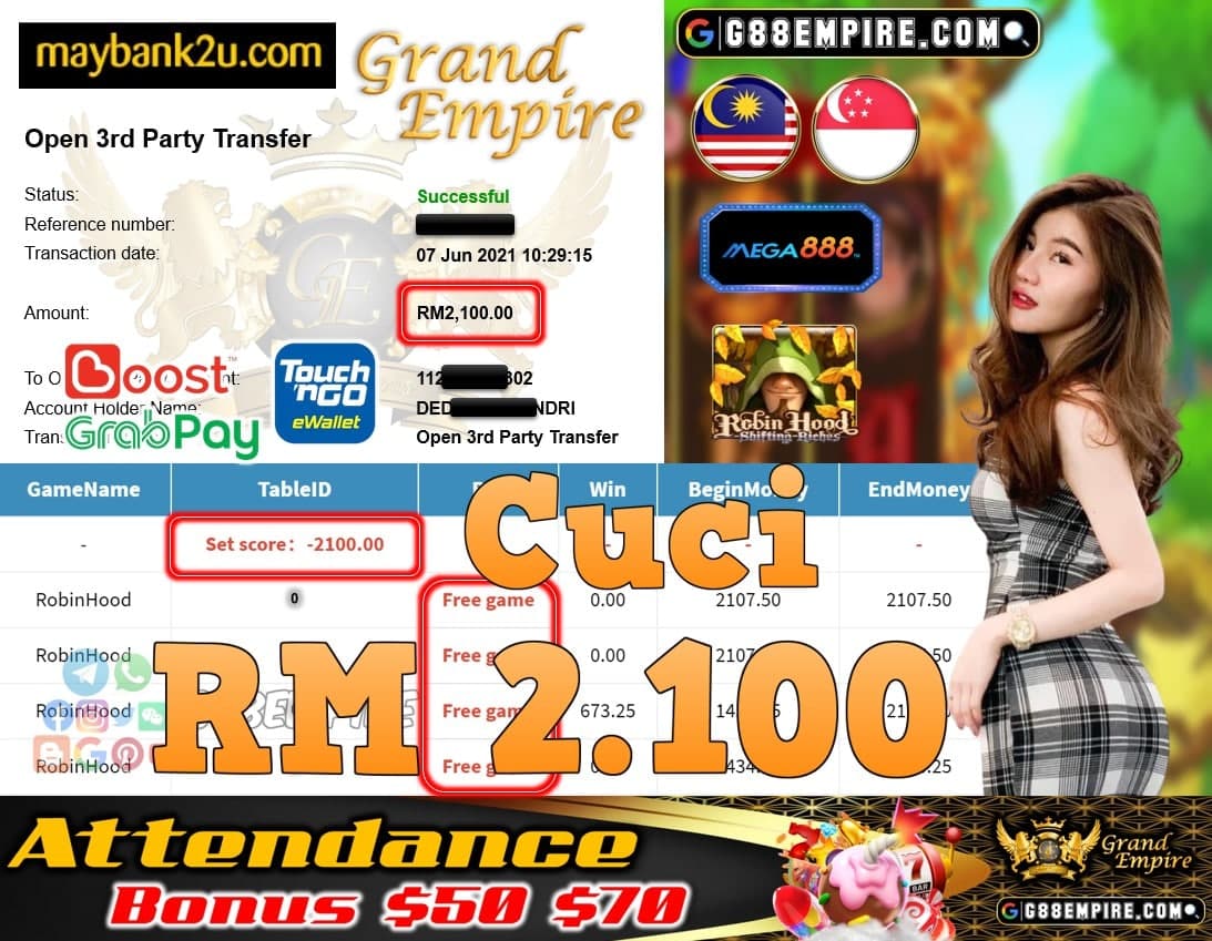 MEGA888-ROBINHOOD CUCI RM2,100!!!