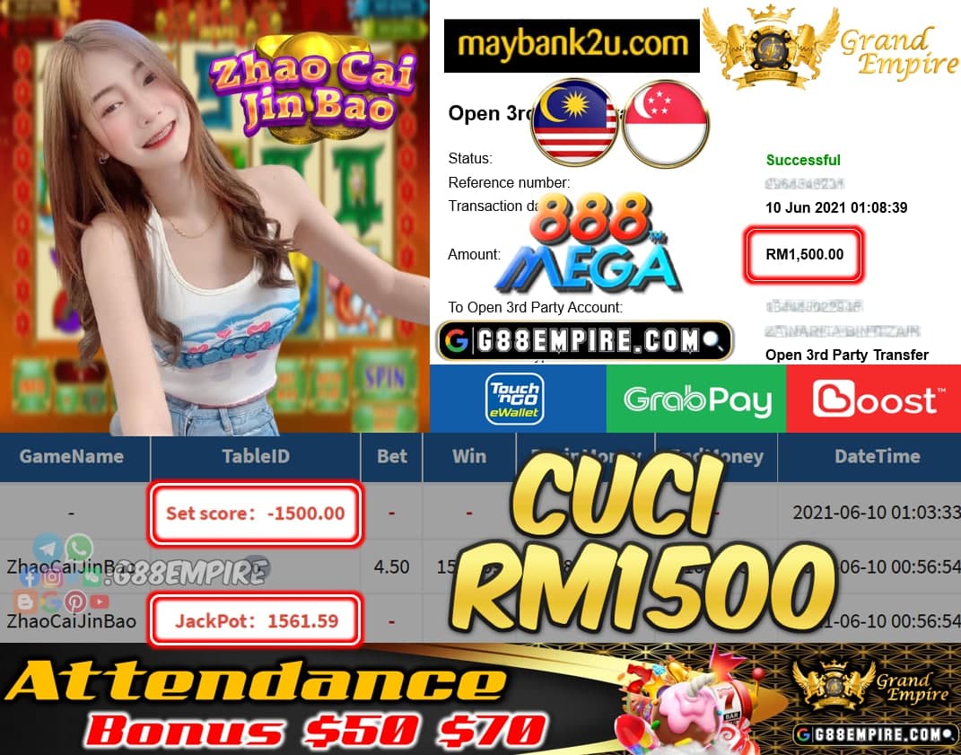 MEGA888 - ZHAOCAIJINBAO CUCI RM1500 !!!