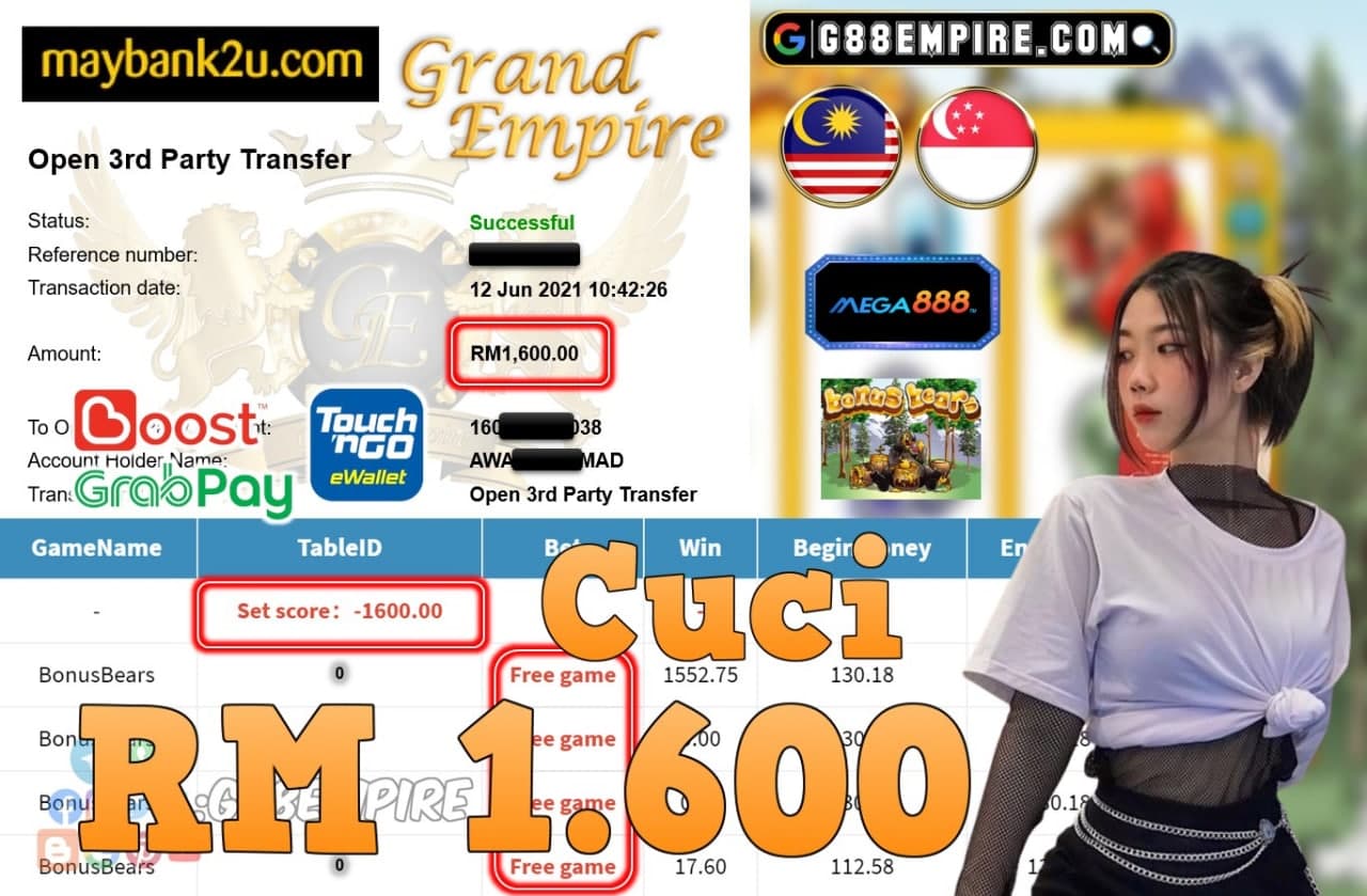 MEGA888 - BONUSBEARS CUCI RM1,600!!!