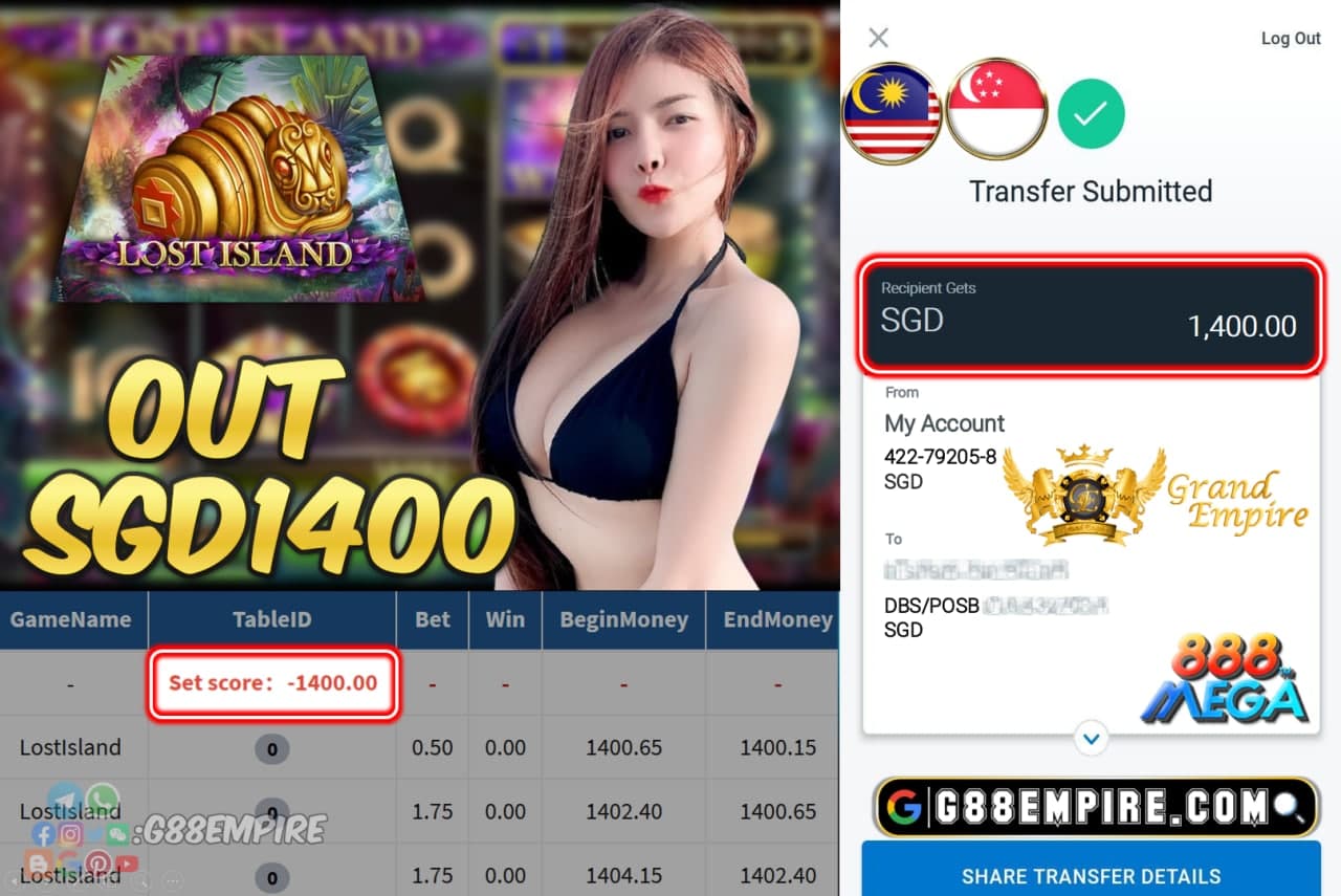 MEGA888 - LOSTLSLAND CASHOUT SGD1400 !!!