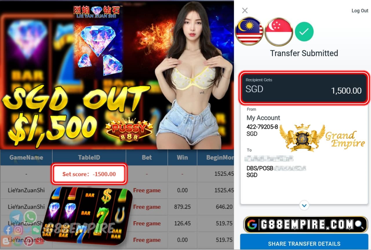 PUSSY888 - LIEYANZUANSHI CASHOUT SGD1500 !!!