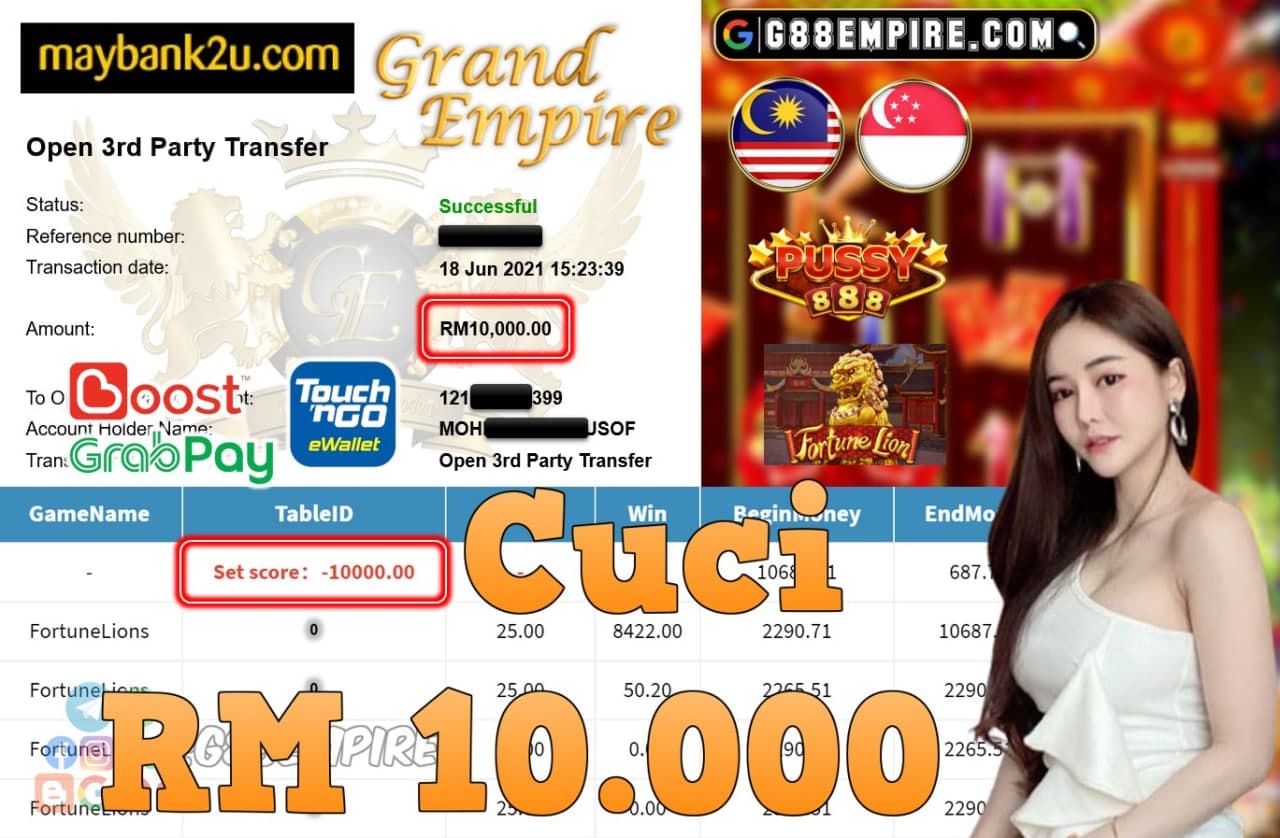 PUSSY888 - FORTUNELIONS CUCI RM10,000!!!