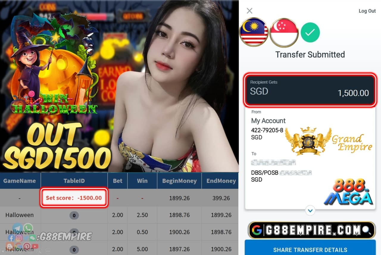 MEGA888 - HALLOWEEN CASHOUT SGD1500 !!!