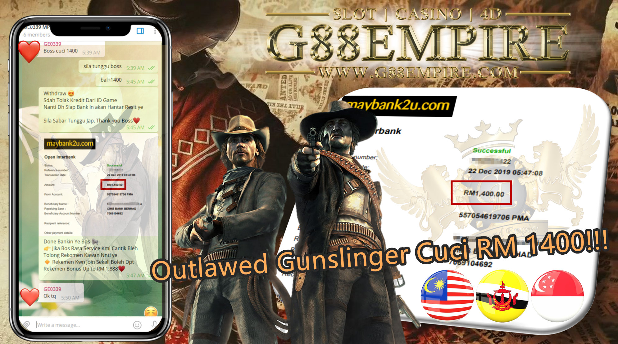 MEMBER MAIN OUTLAWED GUNSLINGER CUCI RM1,400!!!