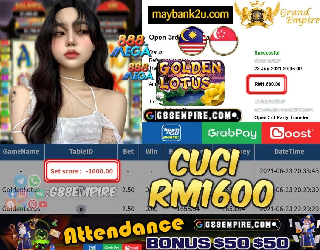 MEGA888 - GOLDENLOTUS CUCI RM1600 !!!