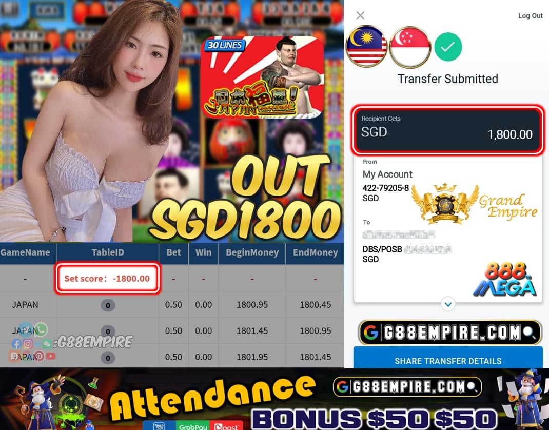 MEGA888 - JAPAN CASHOUT SGD1800 !!!