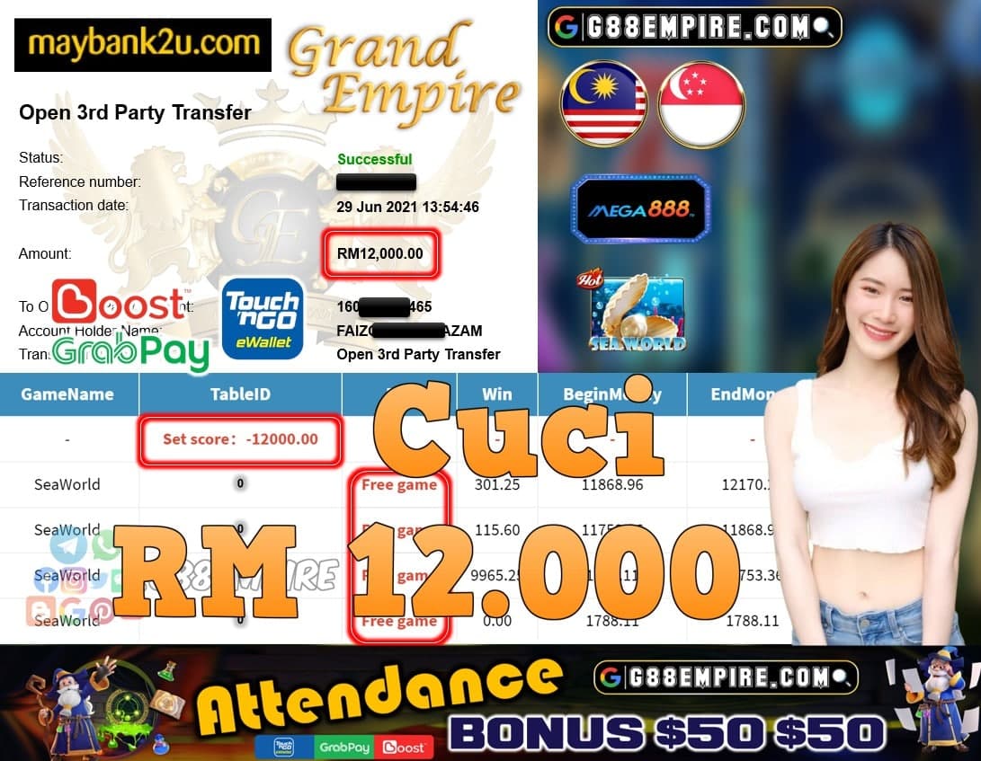 MEGA888 - SEAWORLD CUCI RM12,000!!!