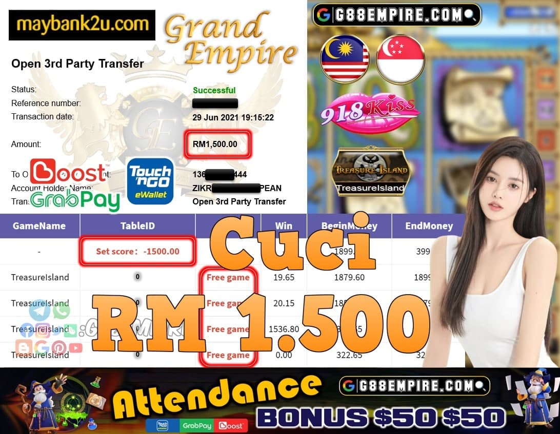 918KISS ORI  - TREASUREISLAND CUCI RM1,500!!!