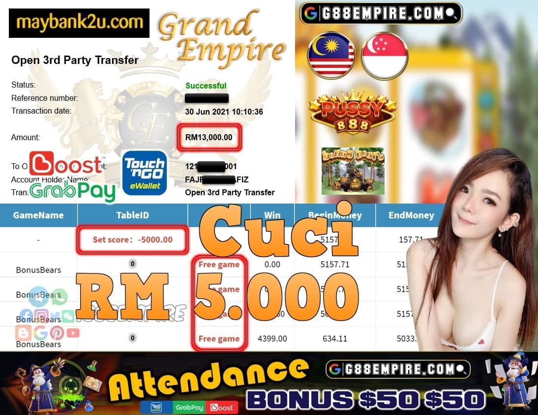 PUSSY888 - BONUSBEARS CUCI RM5,000!!!