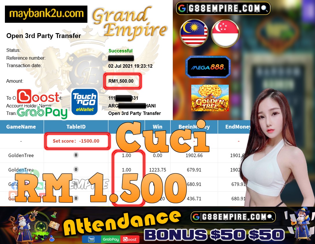 MEGA888 - GOLDENTREE CUCI RM1,500!!!