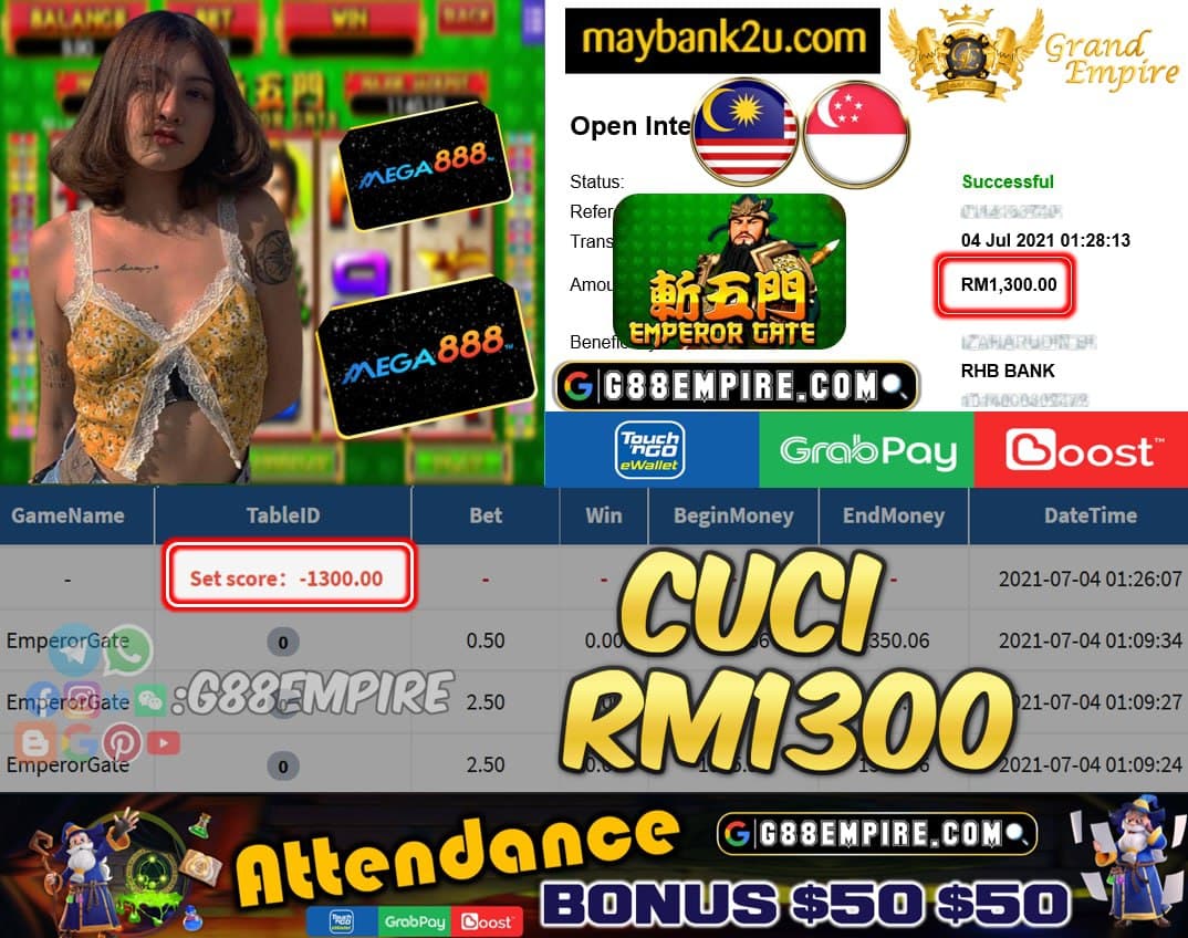 MEGA888 - EMPERORGATE CUCI RM1300 !!!