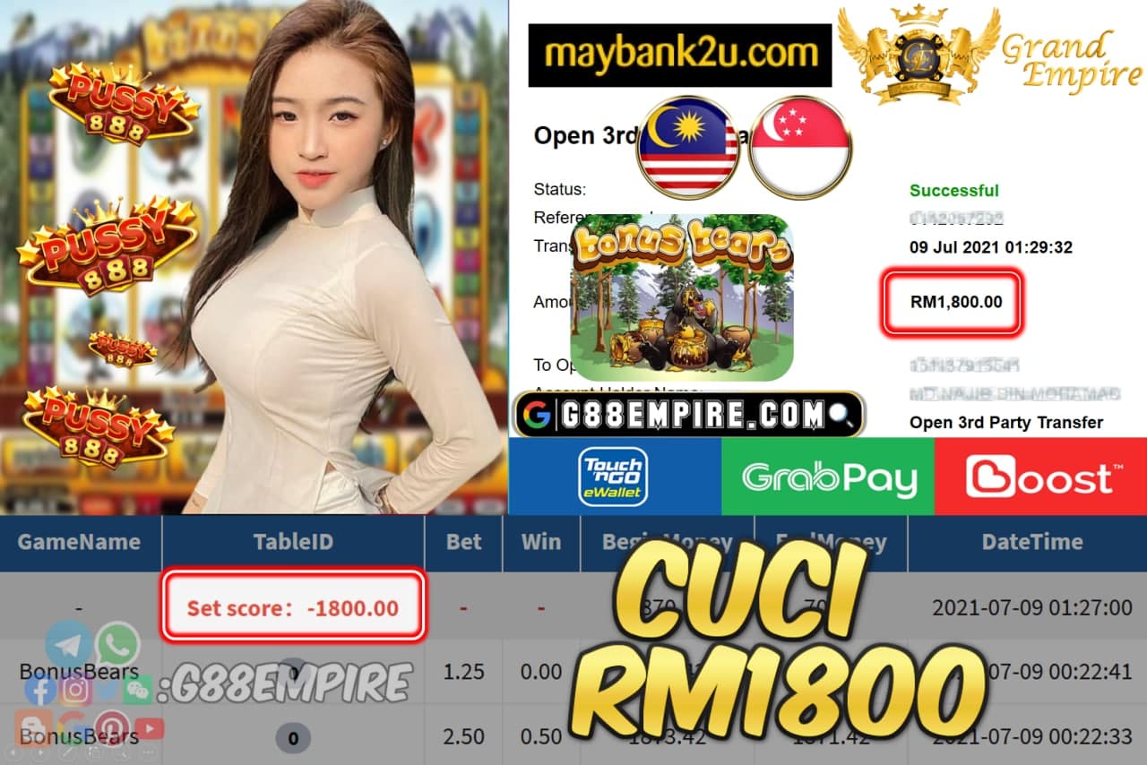 PUSSY888 - BONUS BEARS CUCI RM1800 !!!