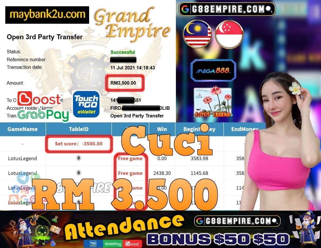 MEGA888 - LOTUSLEGEND CUCI RM3,500!!!