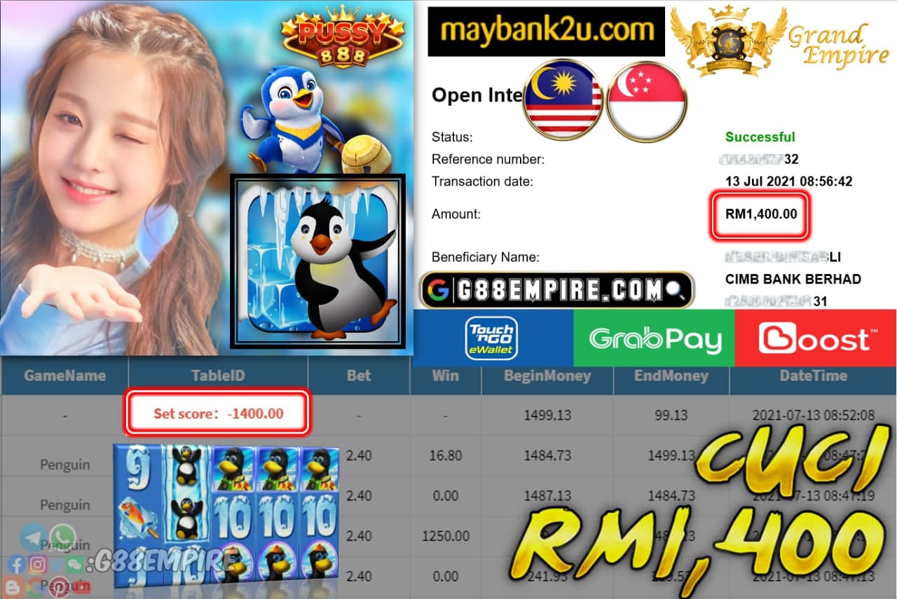 PUSSY888 - PENGUIN CUCI RM1400 !!!