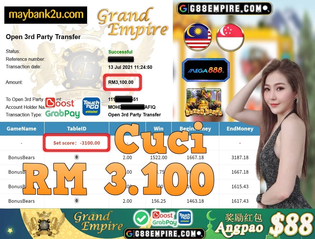 MEGA888 - BONUSBEARS CUCI RM3,100!!!