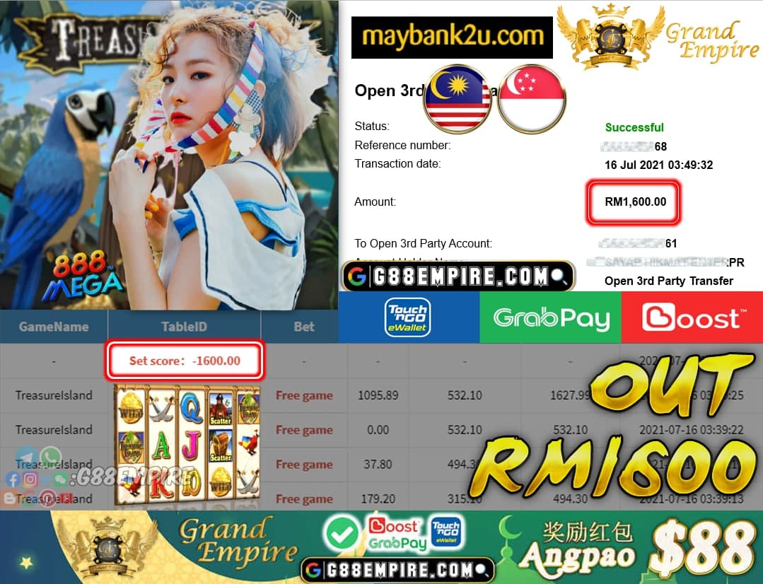 MEGA888 - TREASUREISLAND CUCI RM1600 !!!