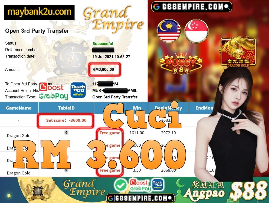 PUSSY888 - DRAGON GOLD CUCI RM3,600!!